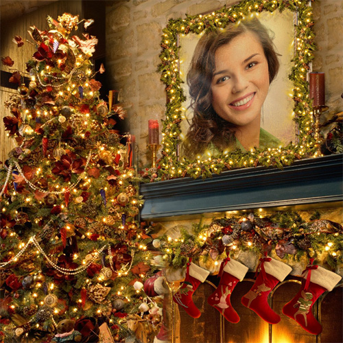 create a traditional christmas card out of a photo online christmas photo editing effects