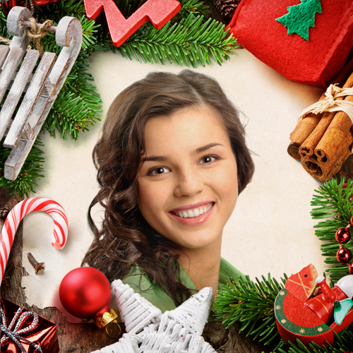 Joyful photo frame for online Christmas greetings